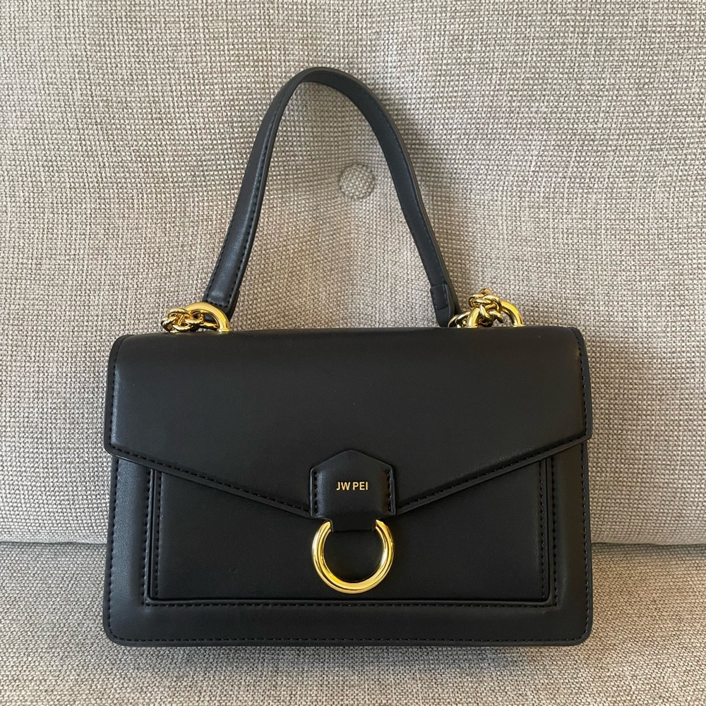 JW PEI Bag - Envelope Chain Crossbody - Black with Gold Hardware - Vegan Leather - Picture 2 of 15